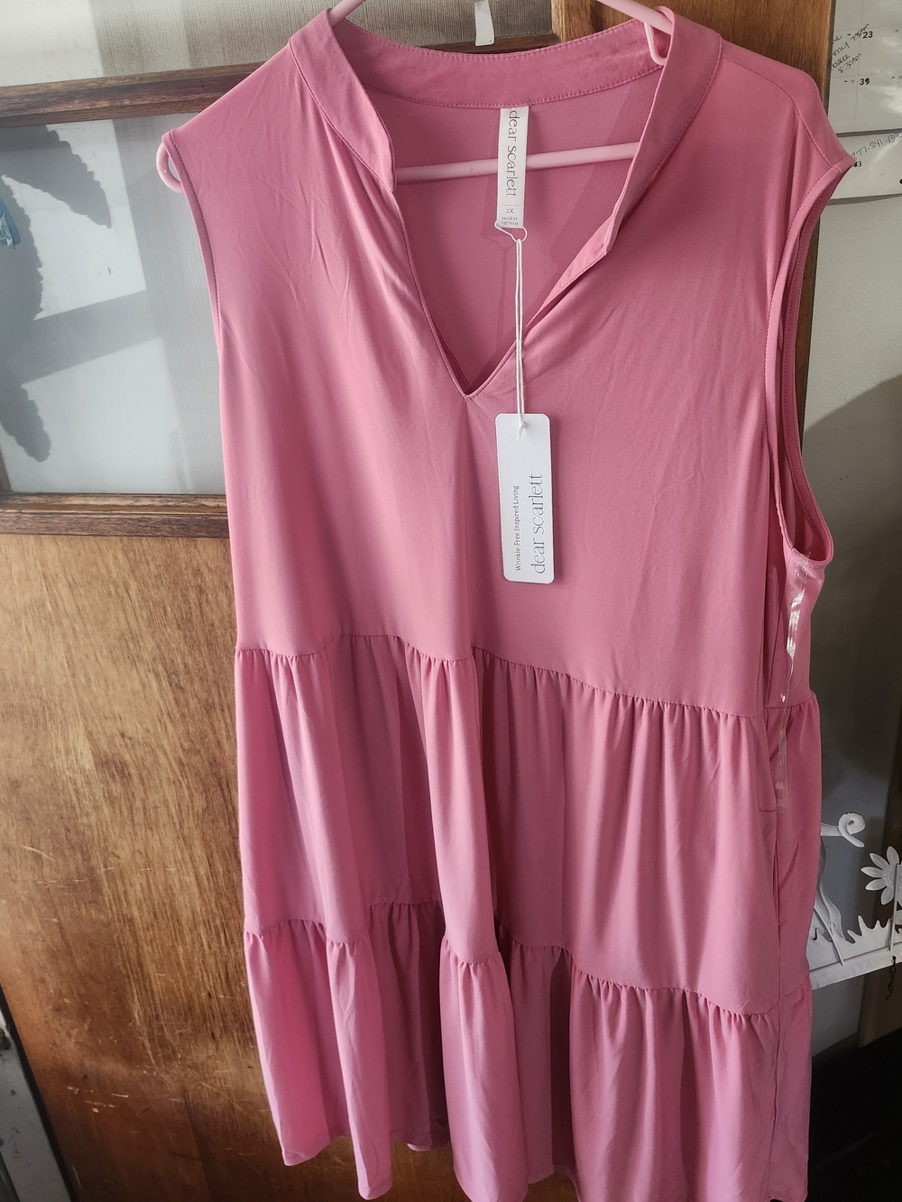 NWT Dear Scarlett Pink Tiered Plus Size Mini Dress - Sleeveless V-Neck